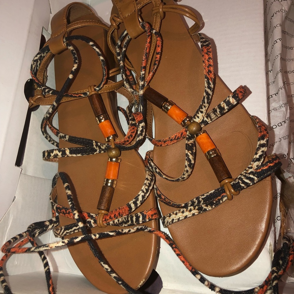 Aldo brown and Orange lace up sandals